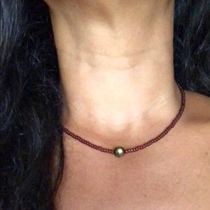 15” Miyuki bead choker necklace with pearl